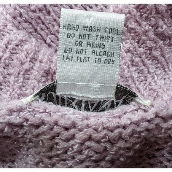 Vintage 80s Cardigan Oversize Lavender Purple Nubby Acrylic Open Front Size L - Picture 7 of 7